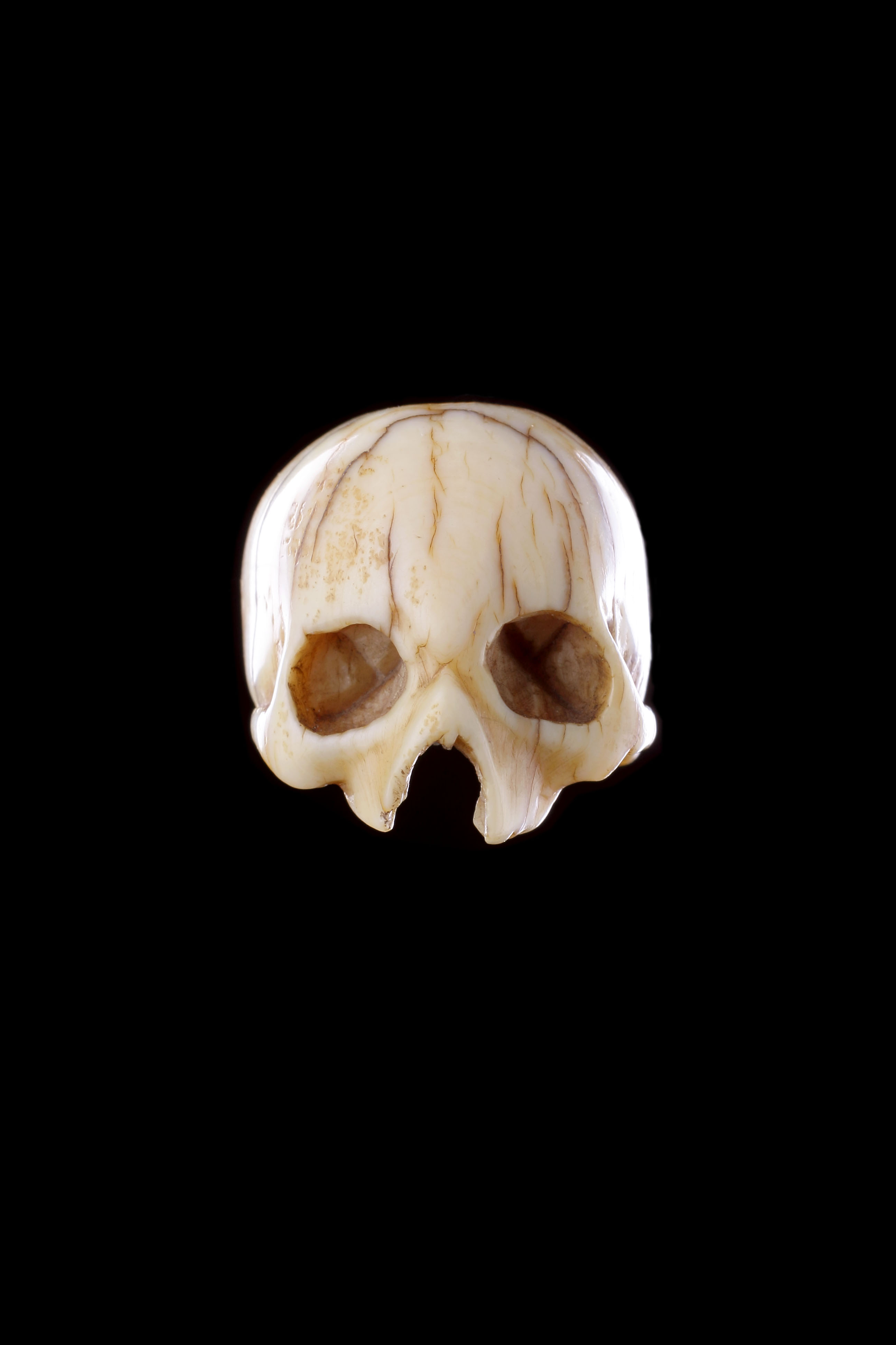 German Small Carved Ivory Memento Mori Terminal Rosary Bead